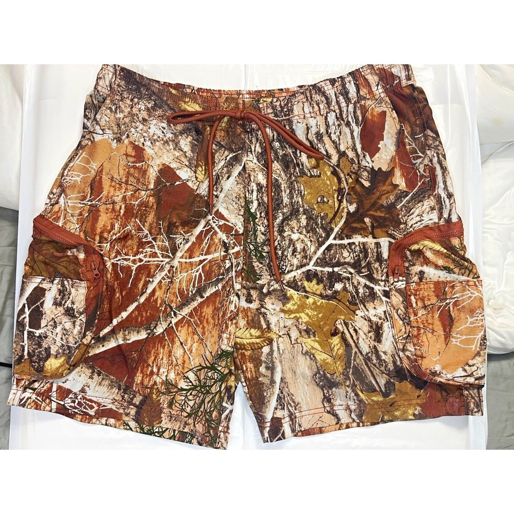 Royal Blue Mens Camo Swim Shorts XL Drawstring Microfiber Polyester 6 In Inseam